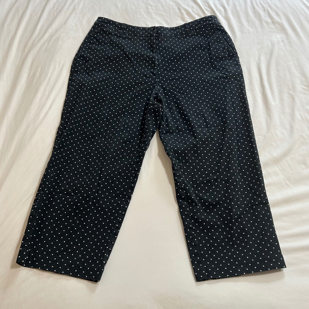 Briggs New York Womens Polka Dot Cropped Pants Black White Size 12 3532433BR